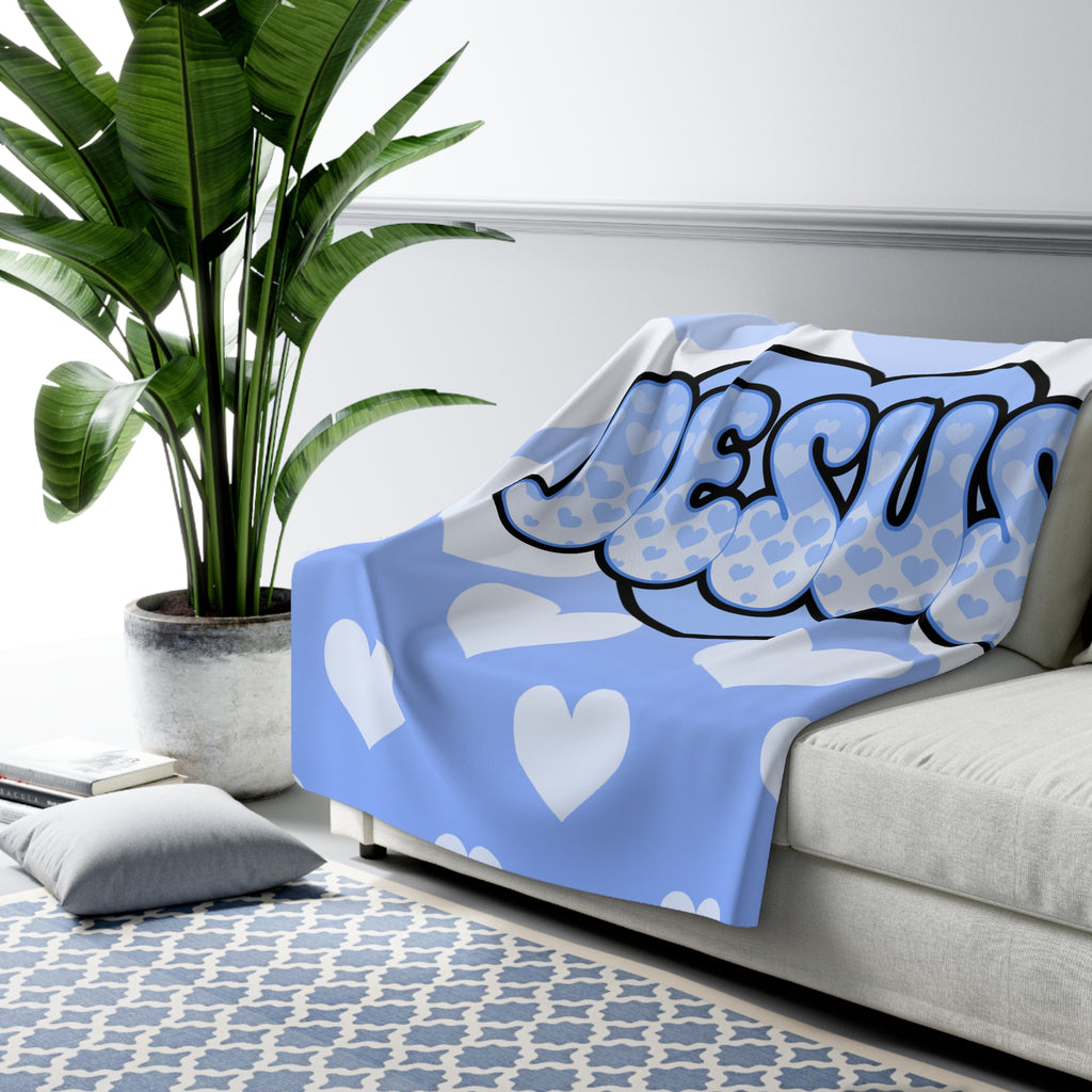 Jesus is my Valentine (BLUE) Sherpa Blanket