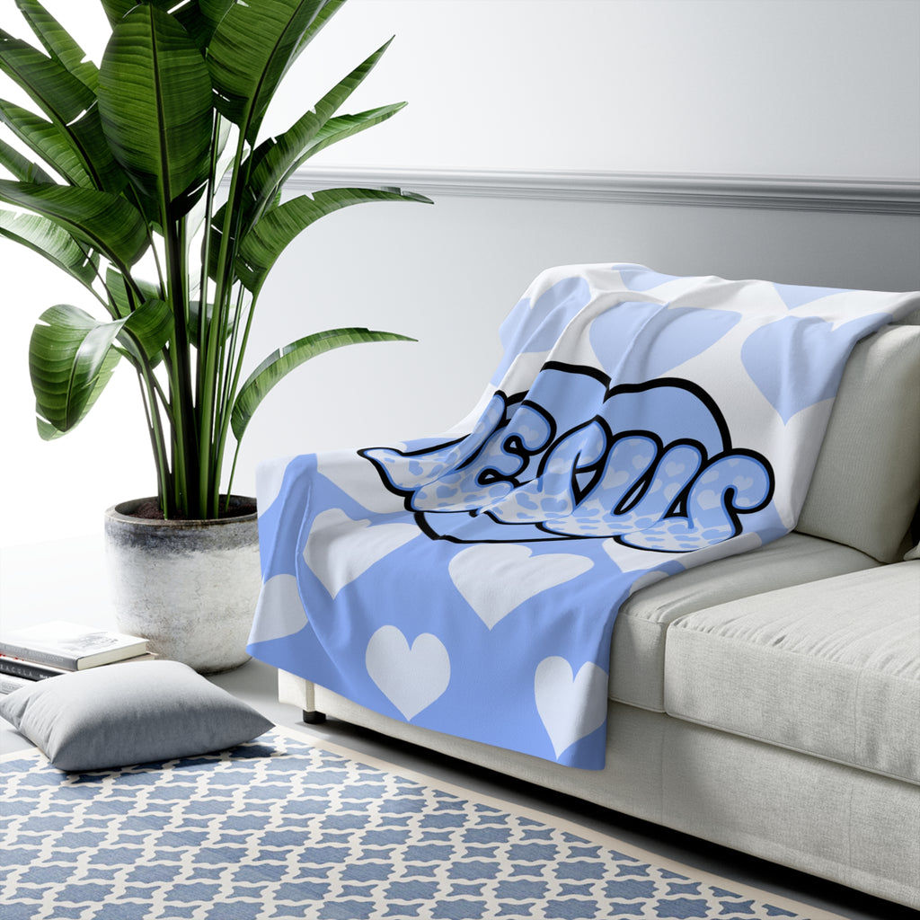 Jesus is my Valentine (BLUE) Sherpa Blanket